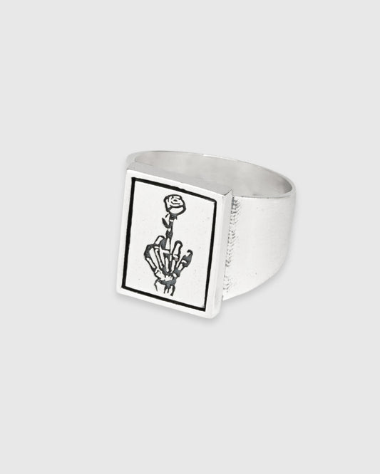 Rectangle Rose Finger Signet Ring