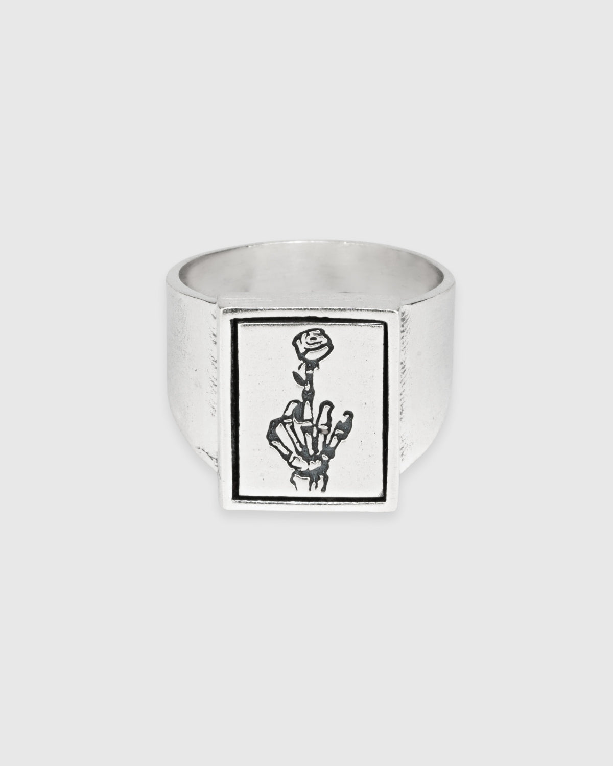 Rectangle Rose Finger Signet Ring
