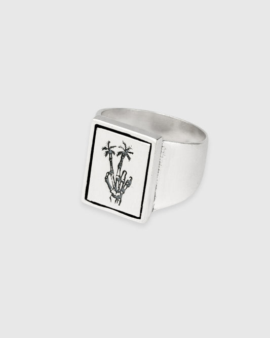 Rectangle Peace Palms Signet Ring