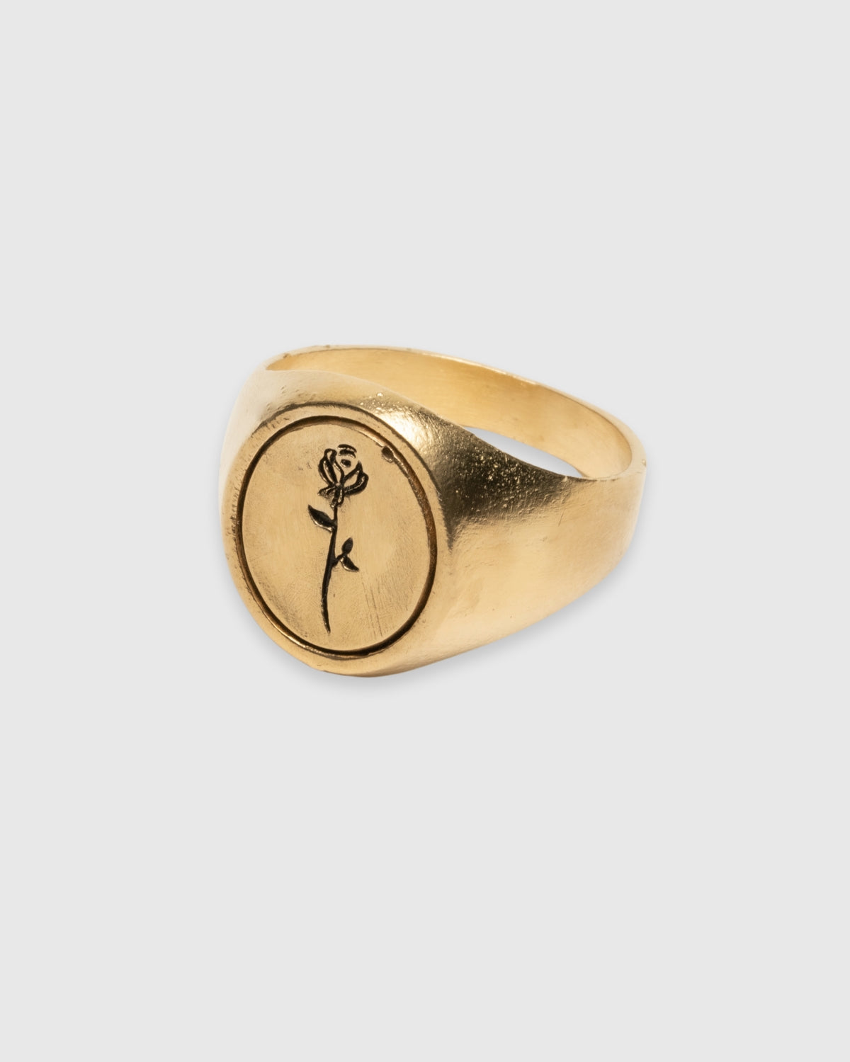 Rose Oval Signet Ring - 14k Solid Gold