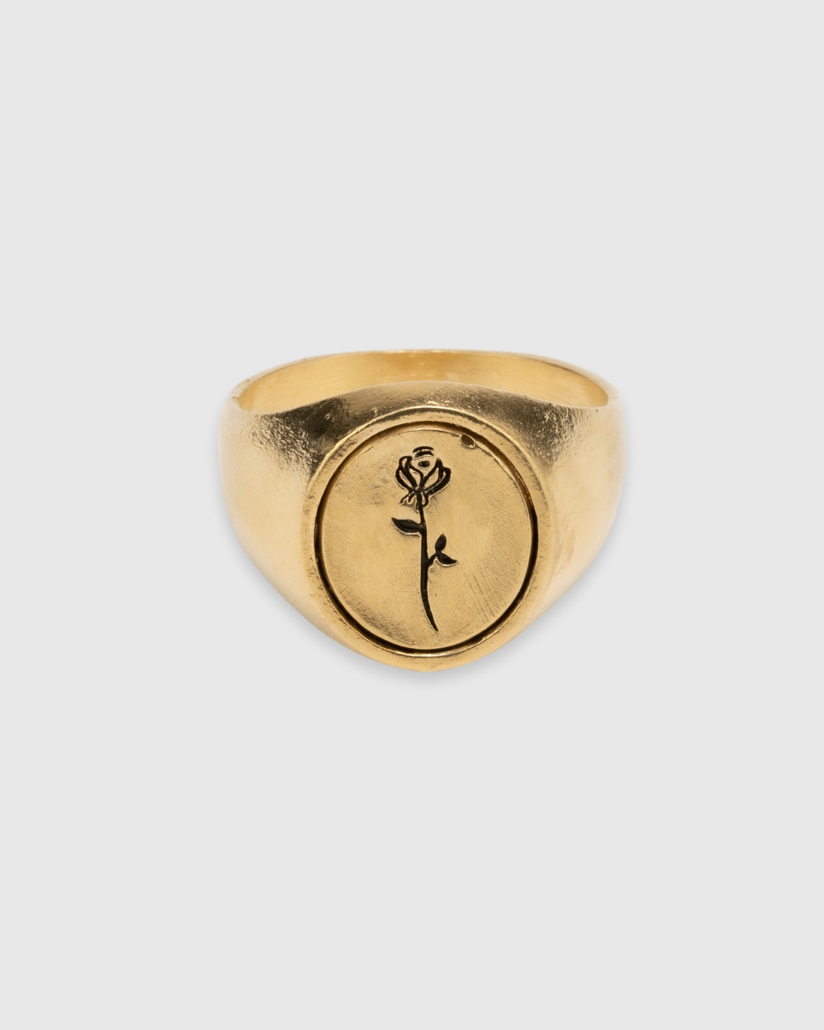 Rose Oval Signet Ring - 14k Solid Gold