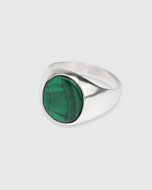 Oval Malachite Signet Ring