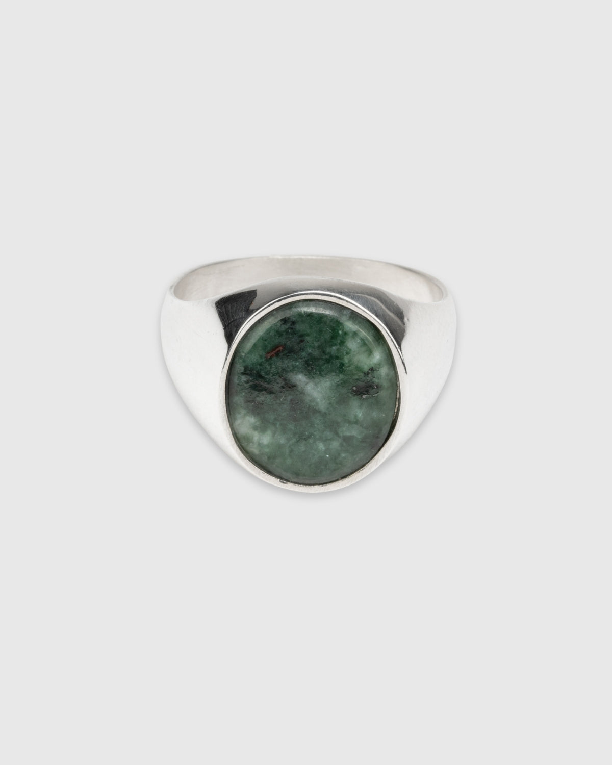 Oval Green Marble Signet Ring