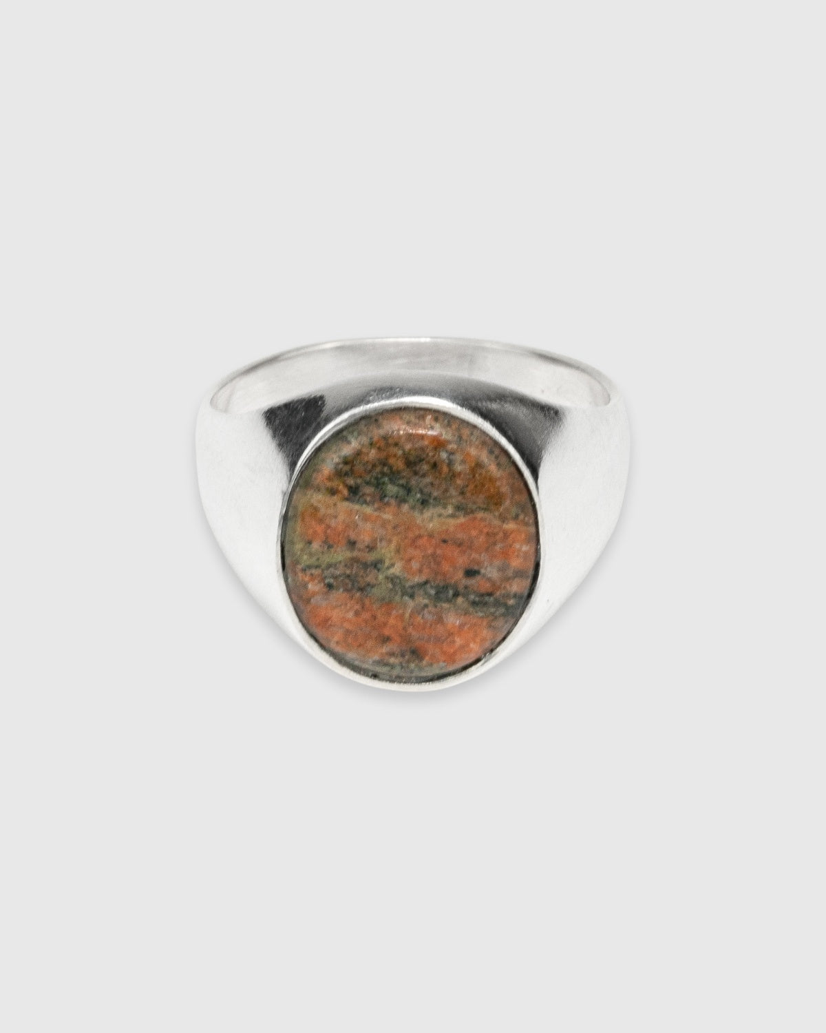 Oval Unakite Signet Ring
