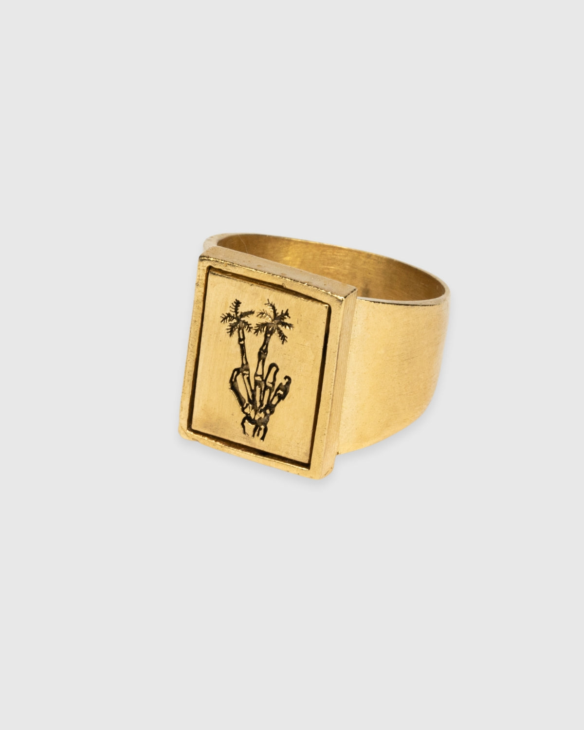 Rectangle Peace Palms Signet Ring