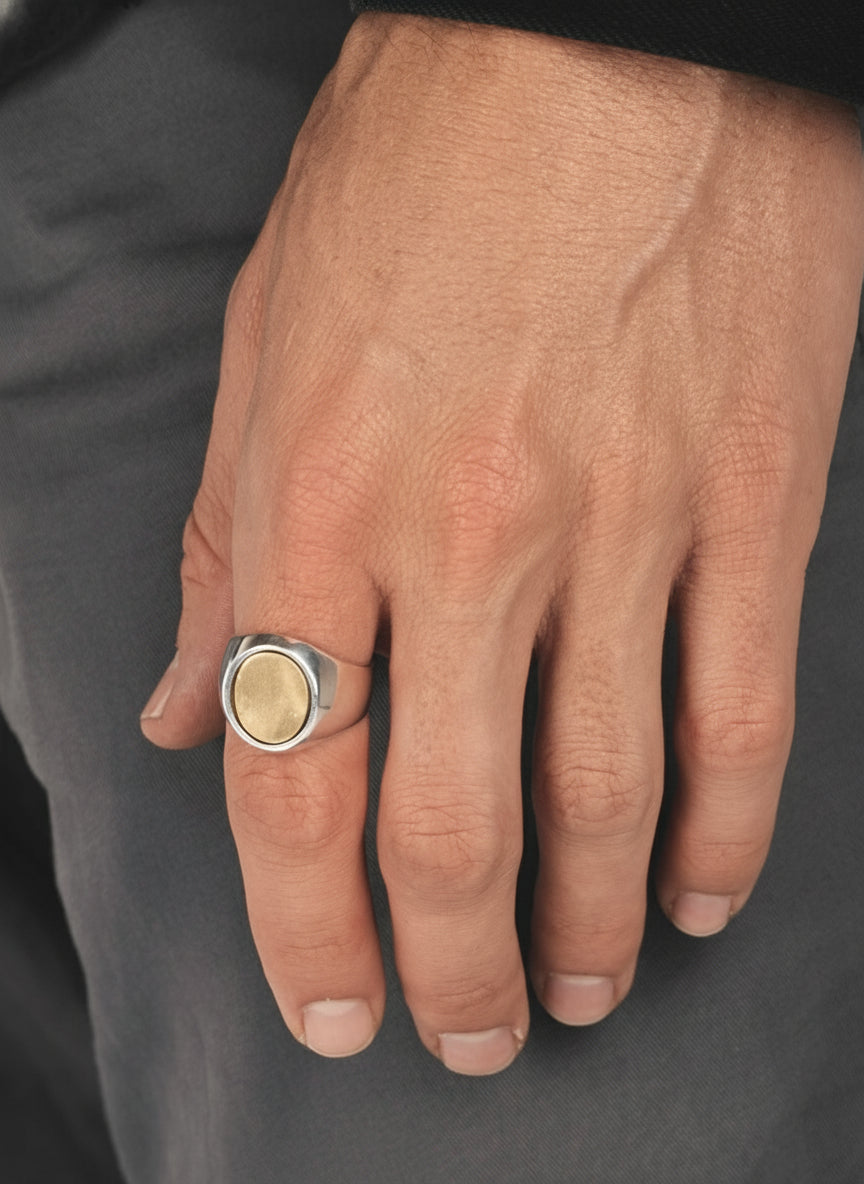 Oval Gold Top Signet Ring
