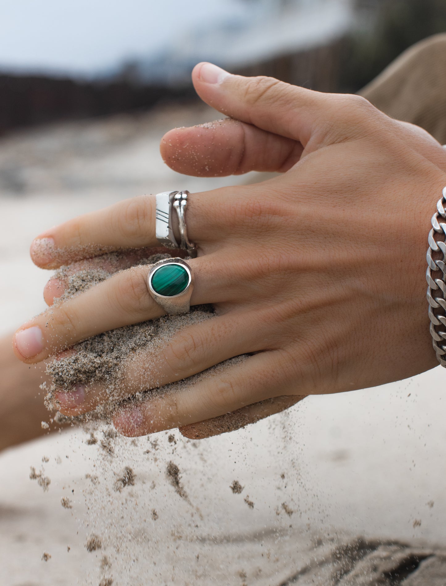 Oval Malachite Signet Ring