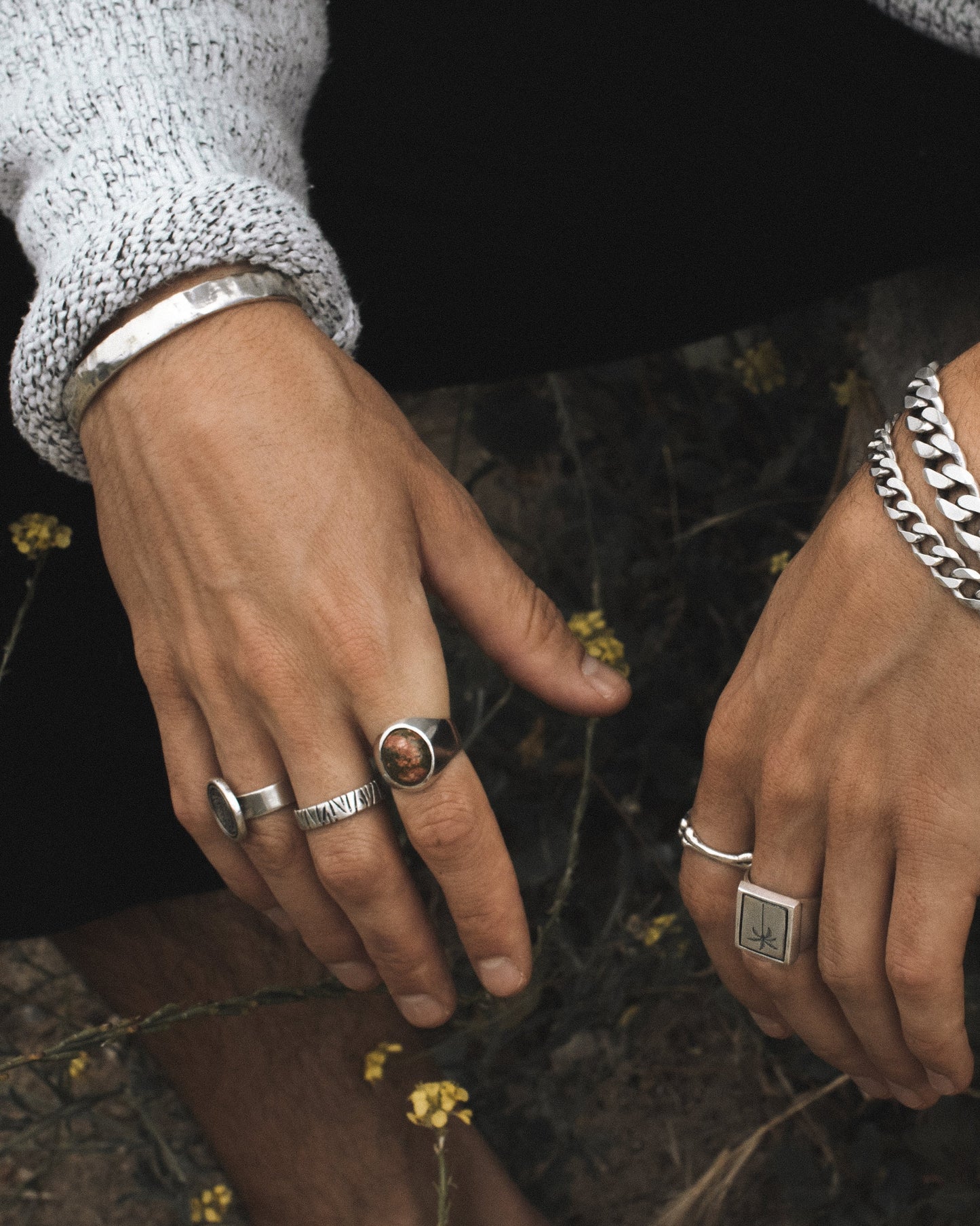 Oval Unakite Signet Ring