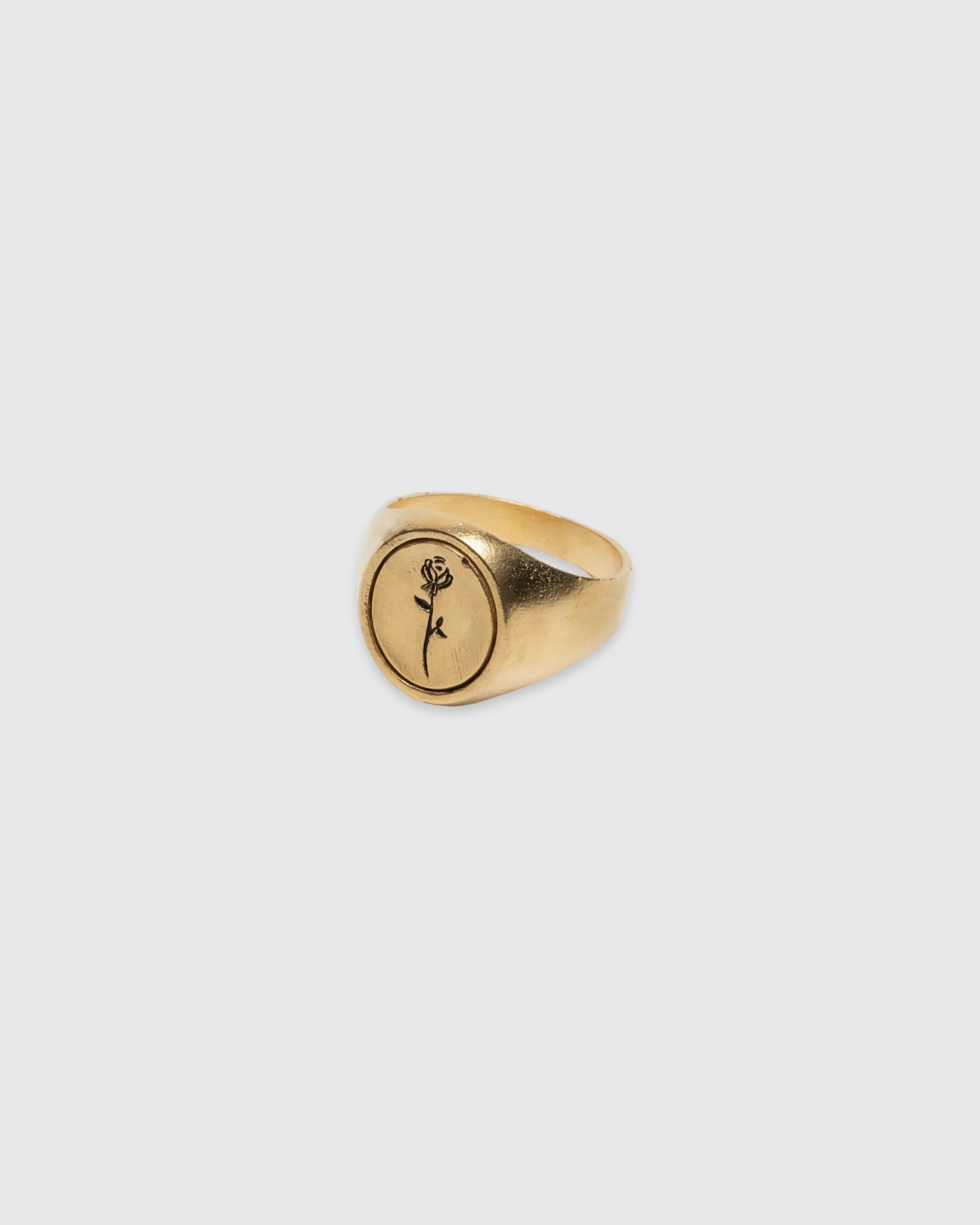 Rose Oval Signet Ring - 14k Solid Gold