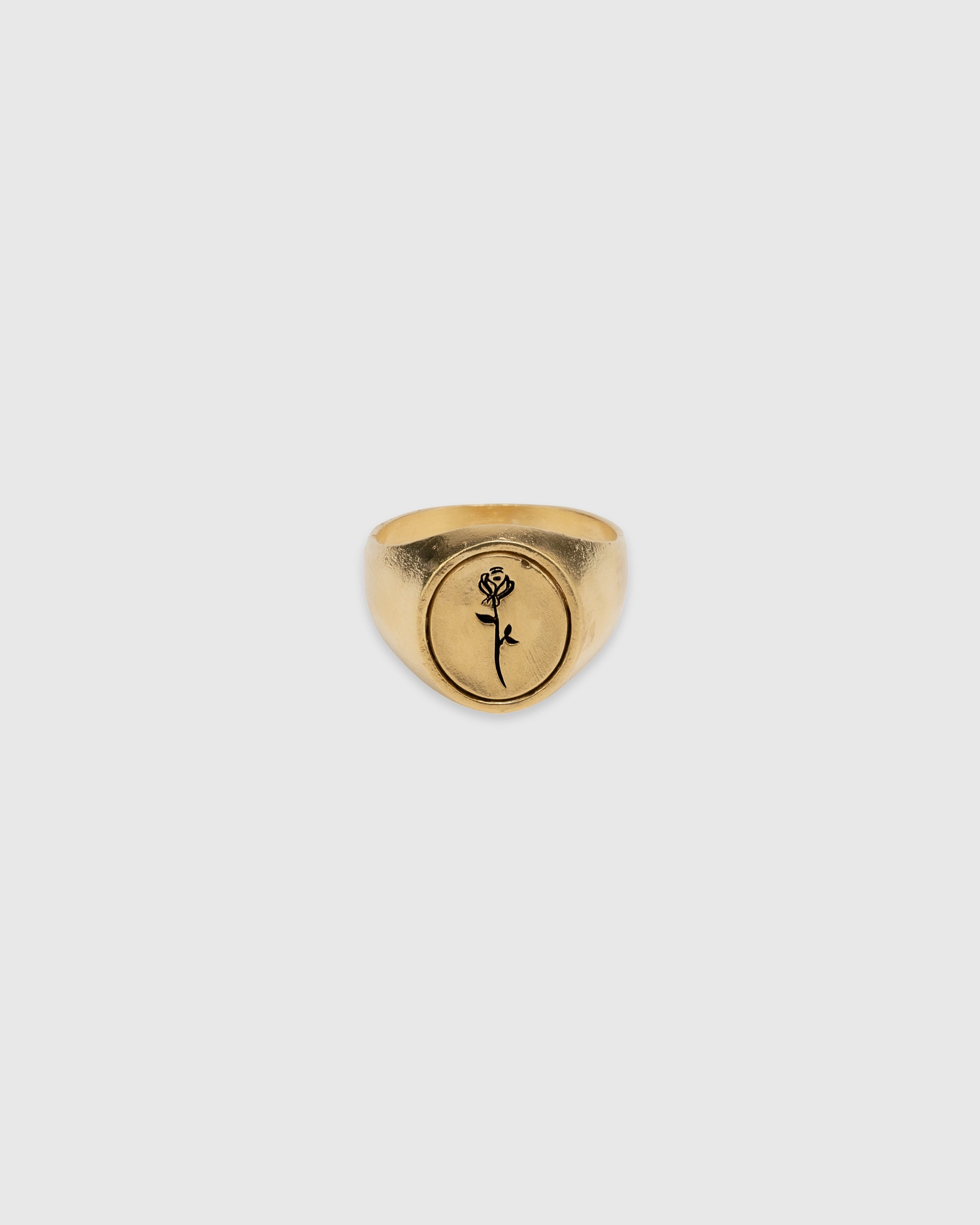 Rose Oval Signet Ring - 14k Solid Gold