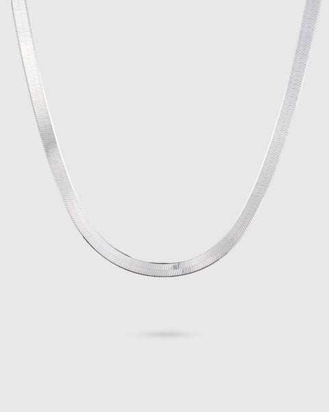 ★HARANG★ HR 379N_Silver Fabric Necklace Herringbone Necklace – Selva
