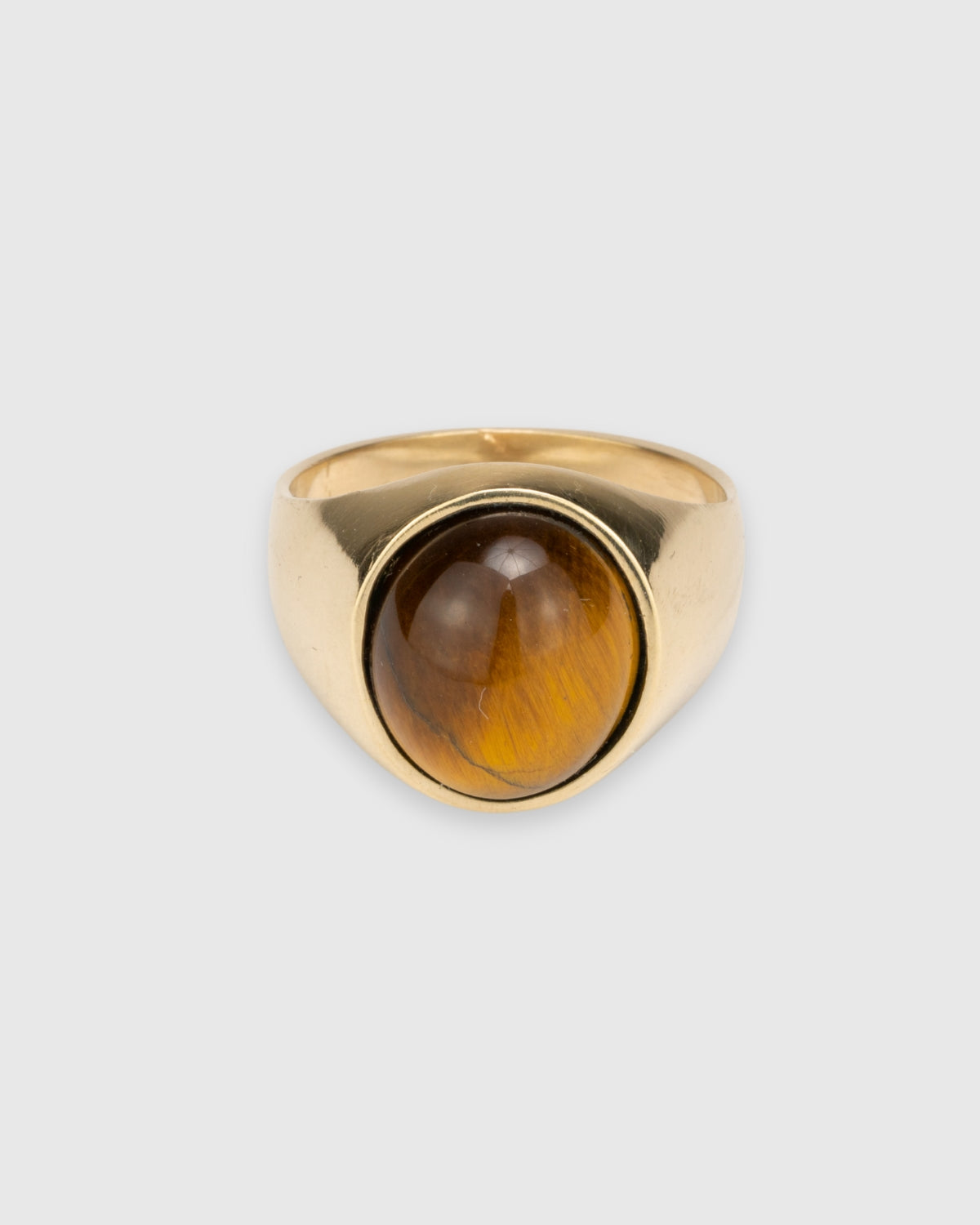 Oval Tiger's Eye Signet Ring