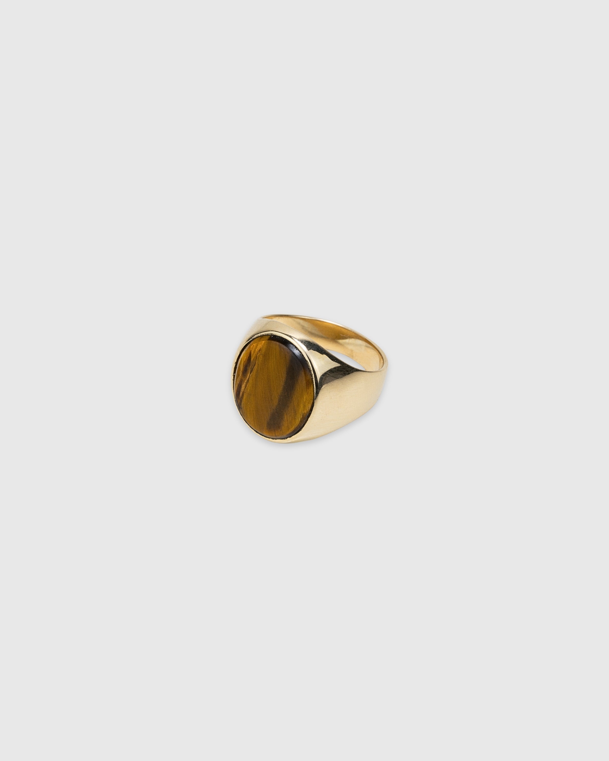 Oval Tiger's Eye Signet Ring - 14k Solid Gold