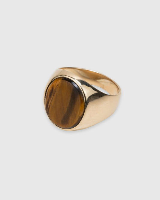 Oval Tiger's Eye Signet Ring - 14k Solid Gold