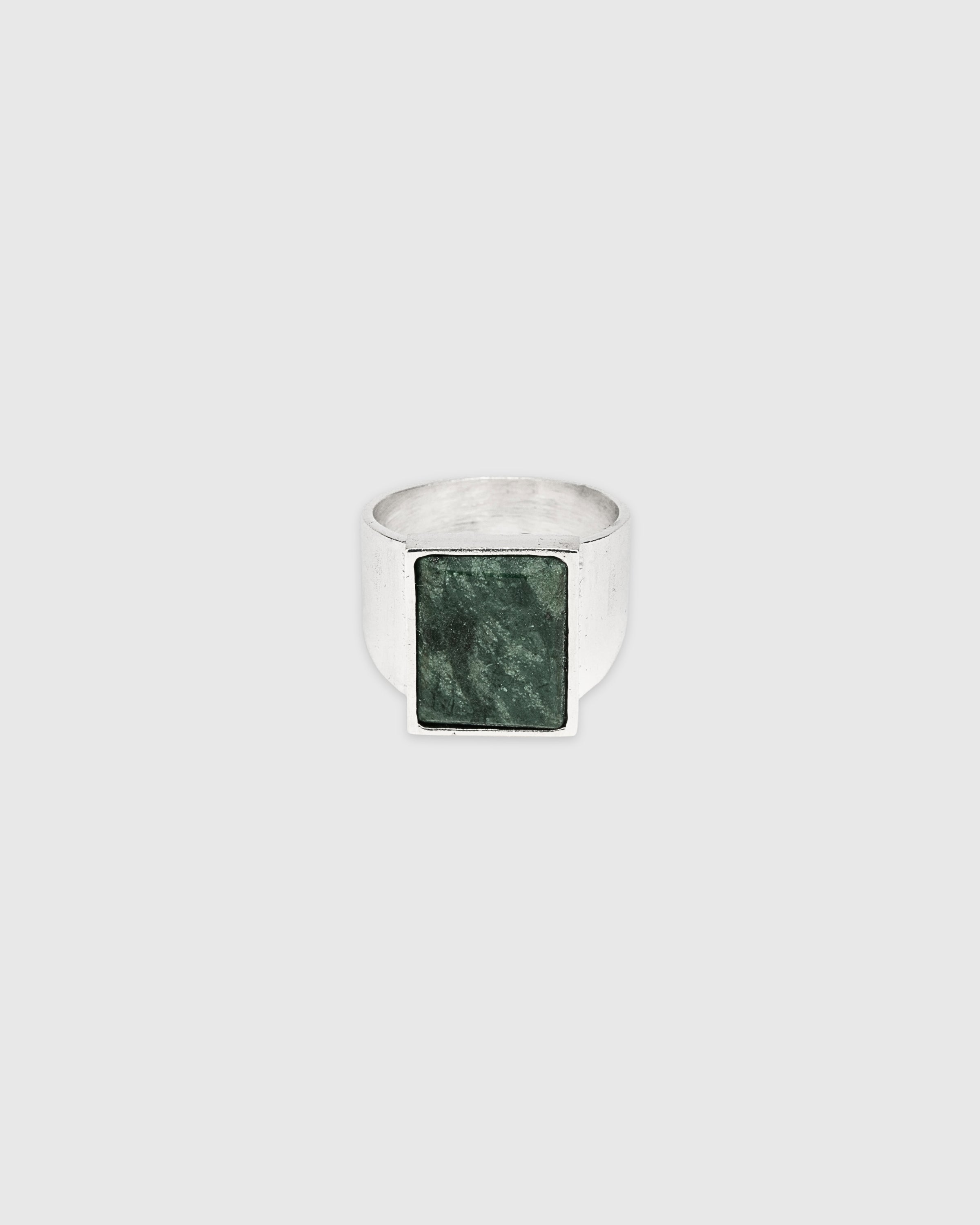 Rectangle Green Marble Signet Ring