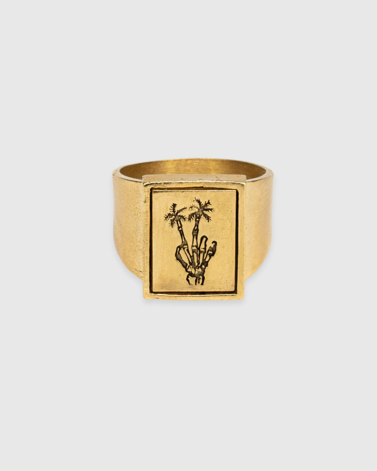 Rectangle Peace Palms Signet Ring