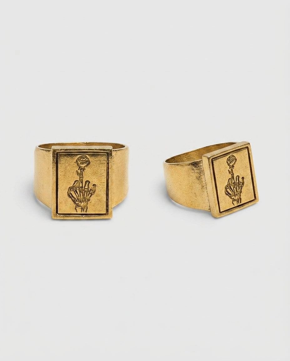 Rectangle Rose Finger Signet Ring
