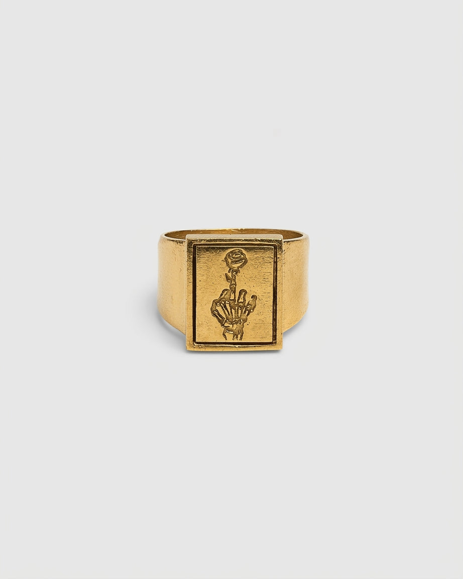 Rectangle Rose Finger Signet Ring
