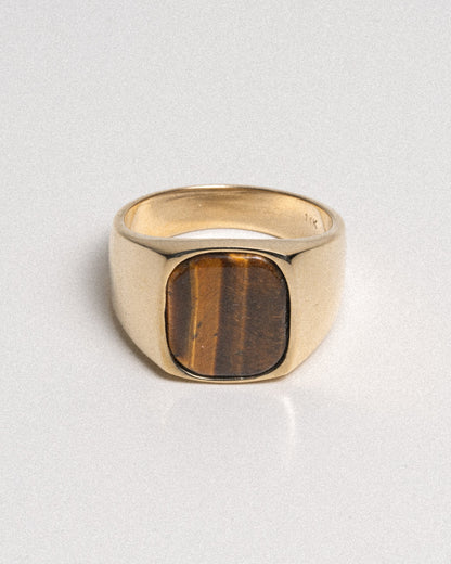 Hudson Tiger's Eye Signet Ring - 14k Solid Gold