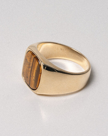 Hudson Tiger's Eye Signet Ring - 14k Solid Gold