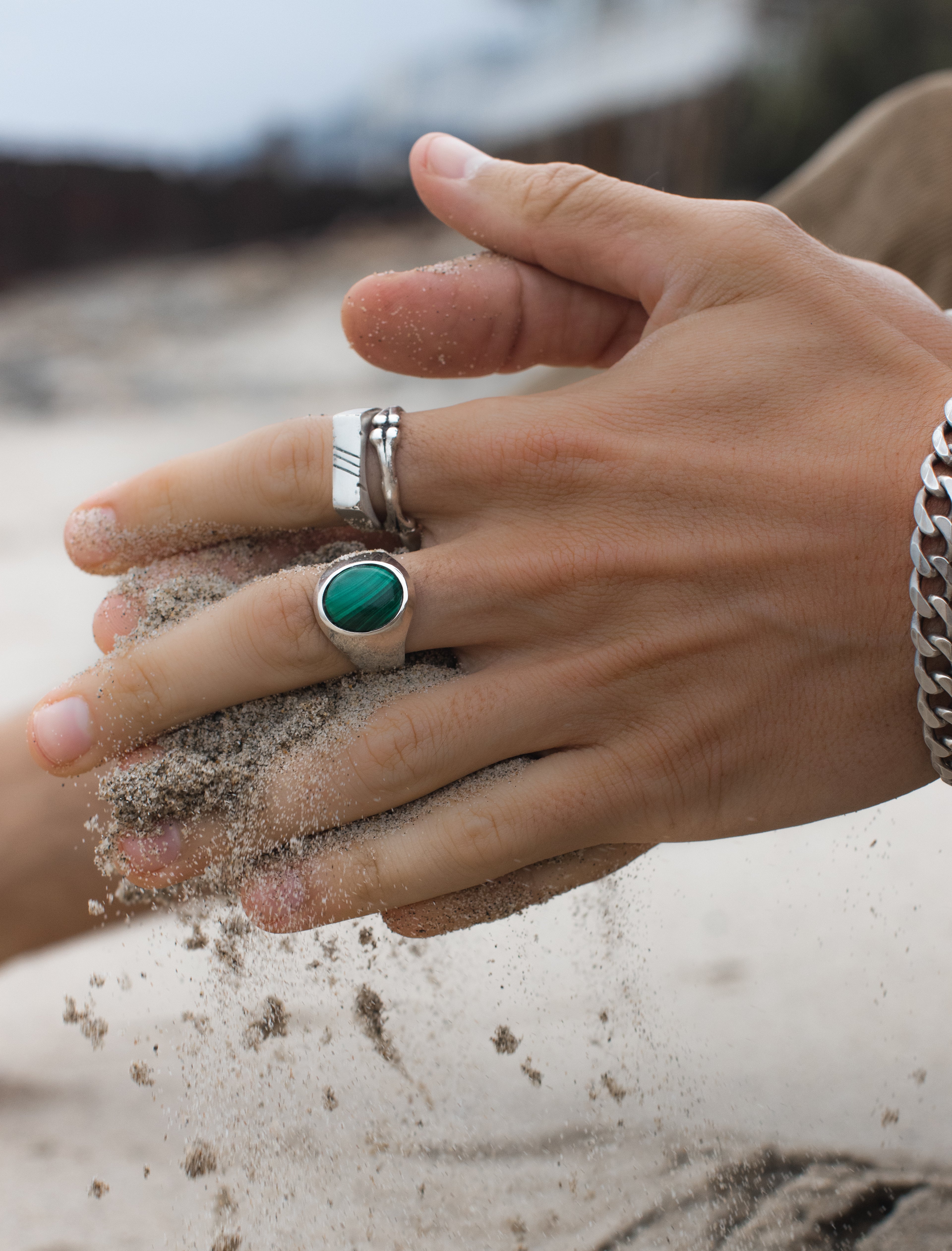 Oval Malachite Signet Ring